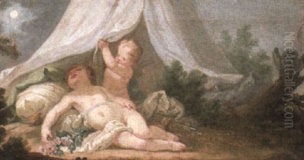 Putti Oil Painting by Guillaume Thomas Raphael Taraval