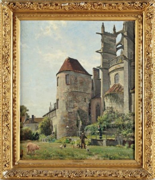 Le Chevet De La Cathedrale De Senlis Oil Painting by Francis Tattegrain