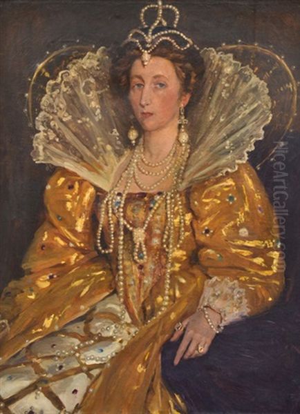 Queen Elizabeth And The Amethyst Oil Painting by Violet Helen Evangeline Teague