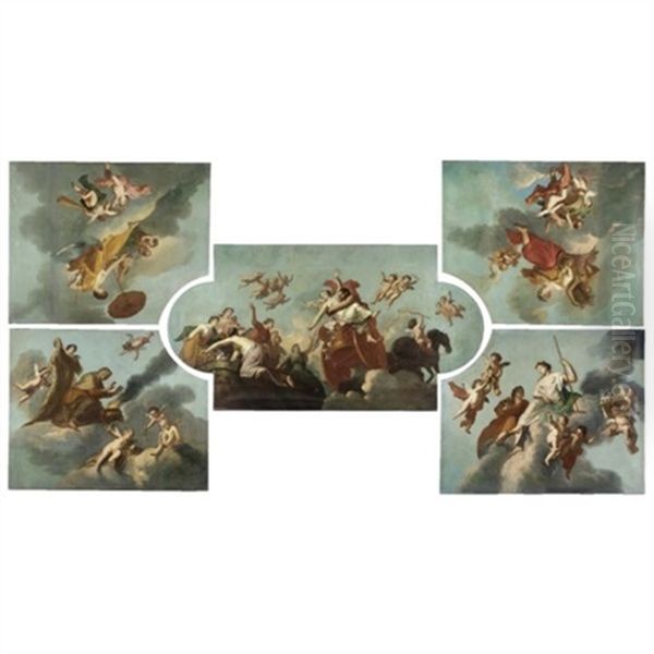 The Rape Of Proserpine And The Four Seasons (set Of 5) Oil Painting by Augustus (Snip) Terwesten
