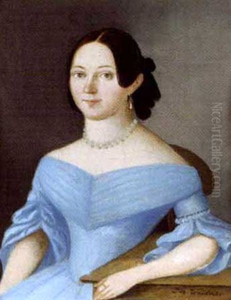 Bildnis Eines Jungen Hern Mit Schnauzbart Und Einer Rose Im Knopfloch Oil Painting by Adolf Theer