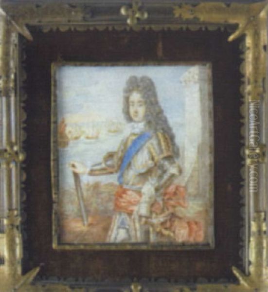 Bildnis Eines Jungen Admirals Vor Seiner Flotte Oil Painting by Bertha Maria Theresia Thoma