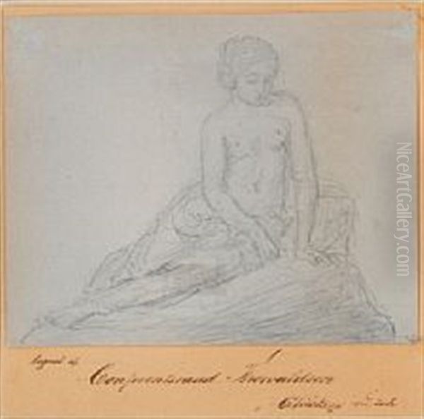 Reclining Nude Oil Painting by Bertel Thorvaldsen