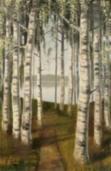 Bjorkar Oil Painting by Olof Thunman