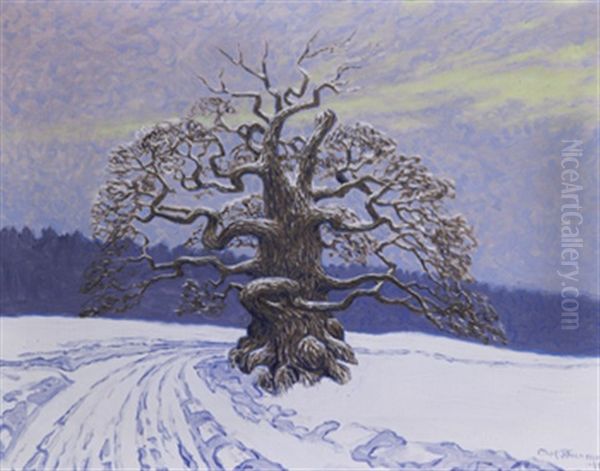 Kungseken I Vinterskrud Oil Painting by Olof Thunman