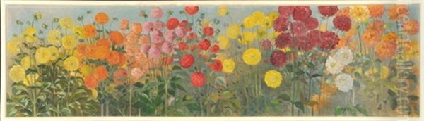 Bunte Dahlien Oil Painting by (Princess) Margareta von Thurn und Taxis