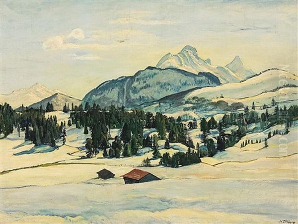 Wintersonne Bei Mittenwald Oil Painting by Harald Tillberg