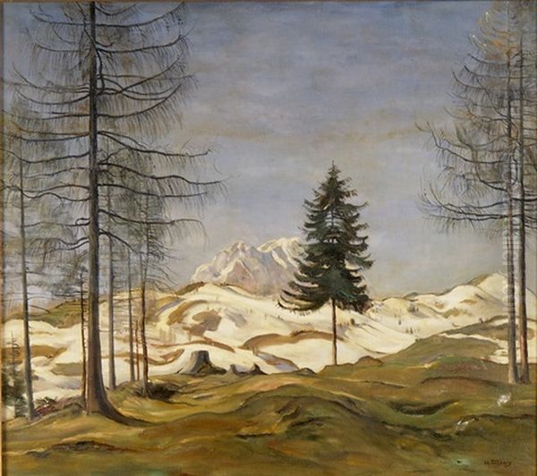 Larchen Im Fruhling Oil Painting by Harald Tillberg