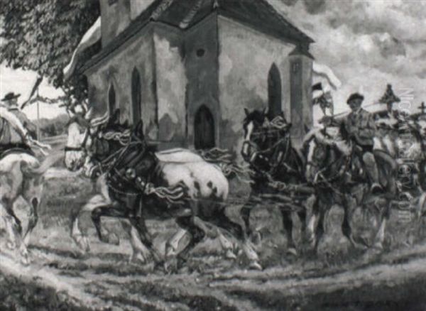 Leonhardifahrt In Fischbachau Oil Painting by Albin Tippmann