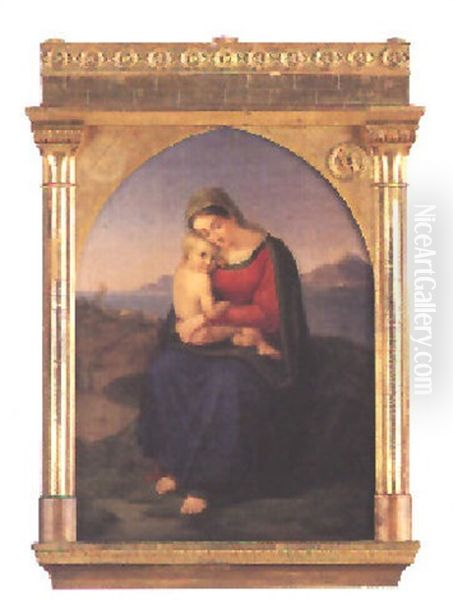 Maria Mit Dem Kind In Mediterraner Kustenlandschaft Oil Painting by August Anton Tischbein