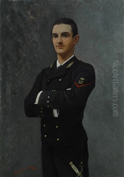 Ritratto Di Giovane Ufficiale Oil Painting by Angiolo Tommasi