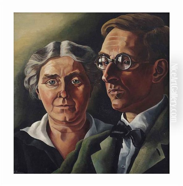 De Schilder Jacob Nieweg En Zijn Vrouw Neine Oil Painting by Charley Toorop