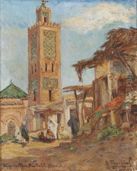 La Mosquee Place Ben Salah, Marrakech Oil Painting by Rene Tourniol