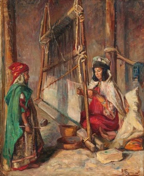 Fileuse A Bou Saada Oil Painting by Rene Tourniol