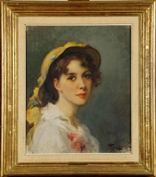 Portrait De Jeune Femme Oil Painting by Fernand Toussaint