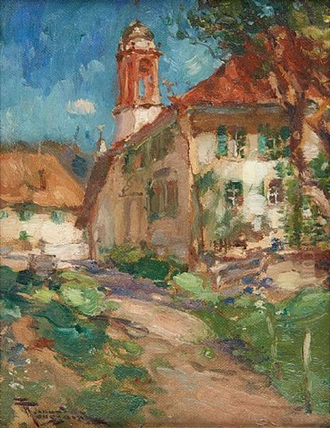Vue De Village Oil Painting by Fernand Toussaint