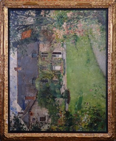 House In Garden Oil Painting by Fernand Toussaint
