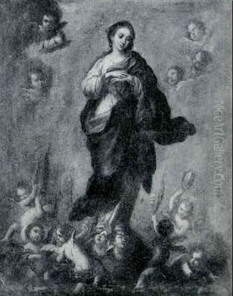 The Assumption Of The Virgin Mary Oil Painting by Miguel Alonso De Tovar