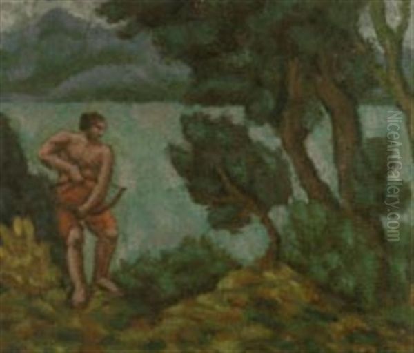 Tireur A L'arc Oil Painting by Georges Albert Edouard de Traz