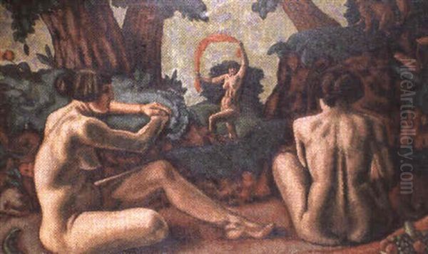 Divertissement Champetre Oil Painting by Georges Albert Edouard de Traz