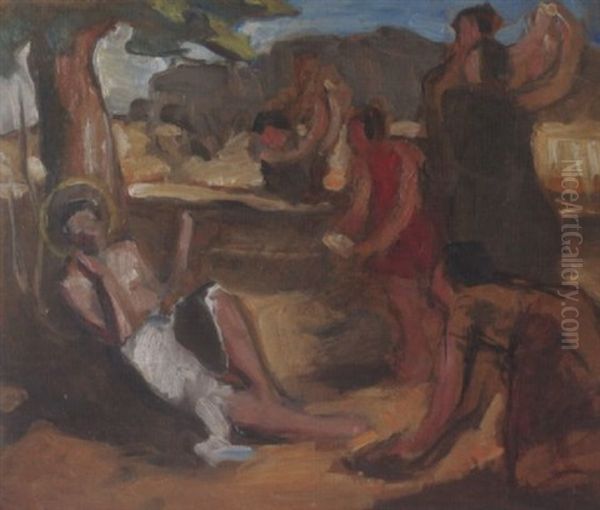 Under The Fig Tree Oil Painting by Theofrastos Triandafyllidis