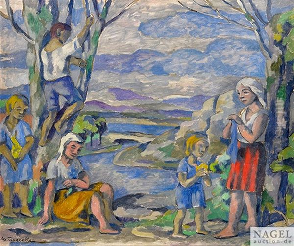 Menschen Unter Baumen Oil Painting by Hugo Troendle