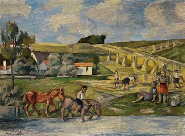 Amperlandschaft Oil Painting by Hugo Troendle