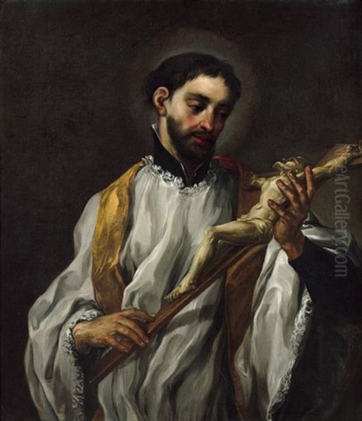 Saint Louis De Gonzague Oil Painting by Girolamo Troppa