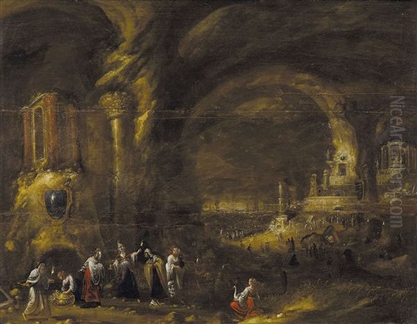 Cave Dwellers Oil Painting by Rombout Van Troyen