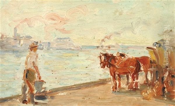 Portside Horses Oil Painting by Marie Tuck