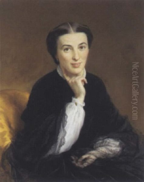 Bildnis Einer Dame Mit Schwarzem Spitzentuch Oil Painting by Louis Benoit Antoine Tuerlinckx