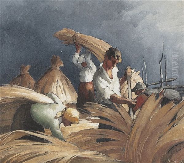 Harvest Oil Painting by Ragnar Ungern