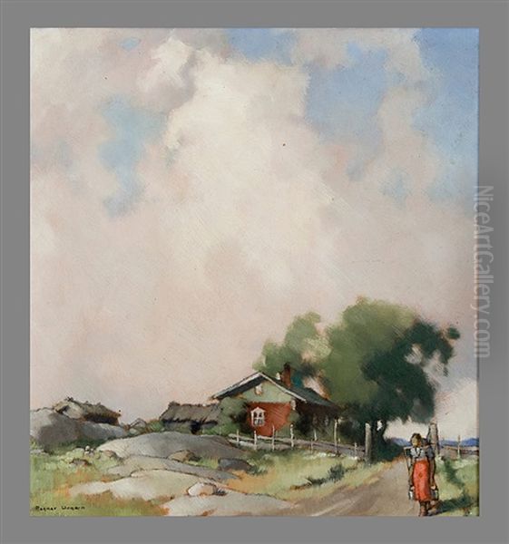 Summer Clouds Over The Cottage Oil Painting by Ragnar Ungern