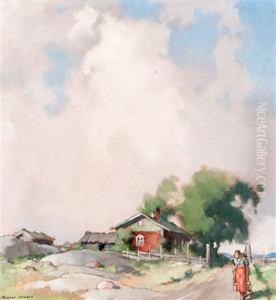 Summer Clouds Over The Cottage Oil Painting by Ragnar Ungern