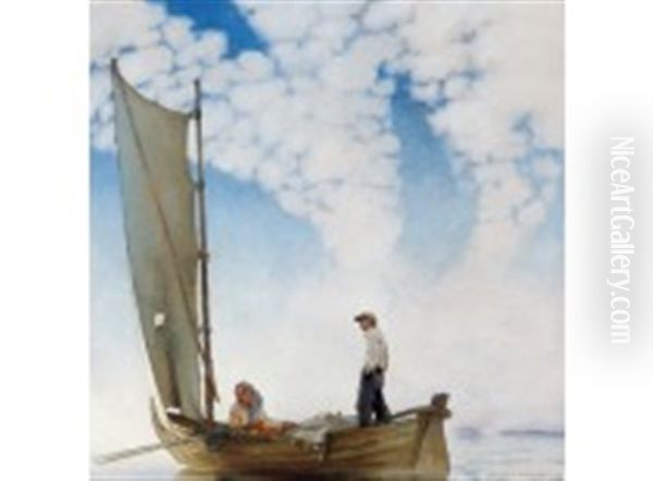 Fishermen Oil Painting by Ragnar Ungern