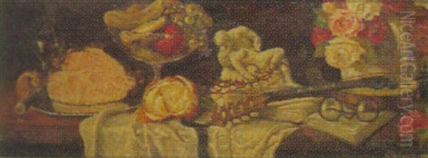 Stilleben Mit Marmorskulptur Oil Painting by Joseph Urban