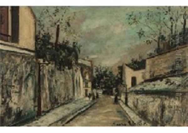 Rue Des Saules, Montmartre Oil Painting by Maurice Utrillo