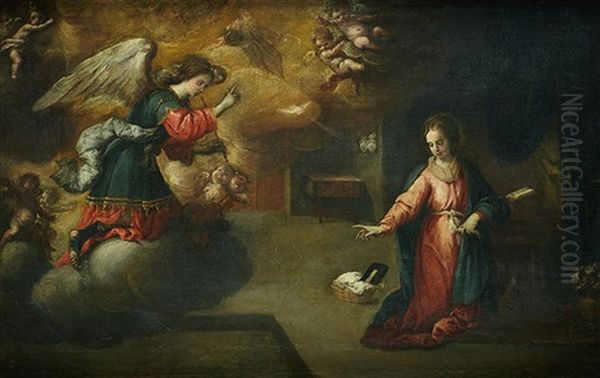 Anunciacion Oil Painting by Lucas De Valdes