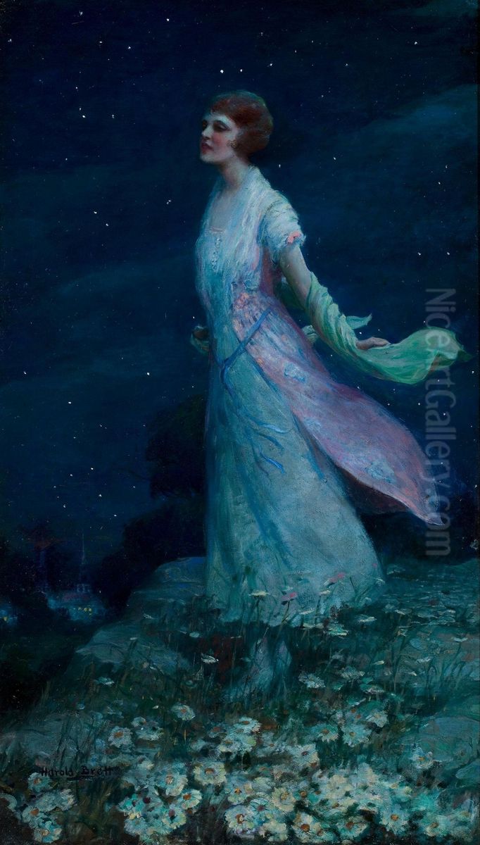 Summer Moonlight Oil Painting by Harold Matthew Brett
