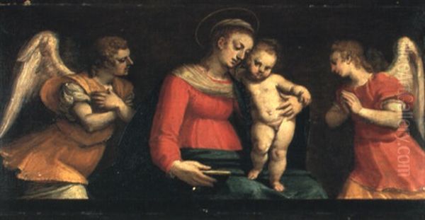 The Madonna And Child With Adoring Angels Oil Painting by Antonio Vassilacchi