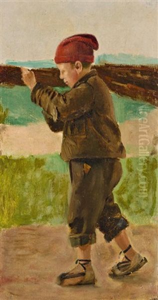 Nino Oil Painting by Mariano Vayreda Vila
