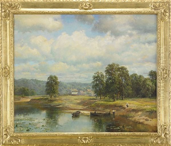 Ukrainian Landscape Oil Painting by Ivan Augustovitch Veltz