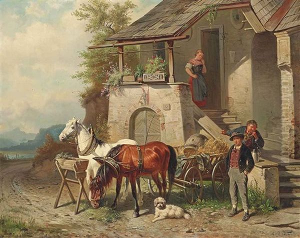 Taking Refreshment Oil Painting by Adolph van der Venne
