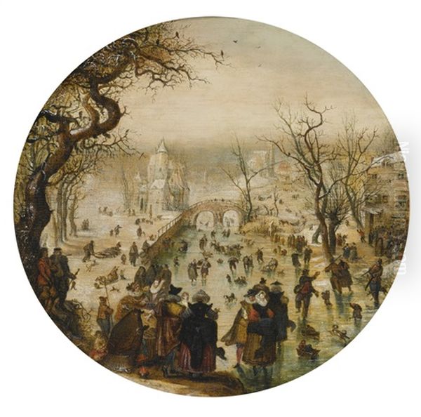 Winter Landscape With Elegant Figures Oil Painting by Adriaen Pietersz van de Venne