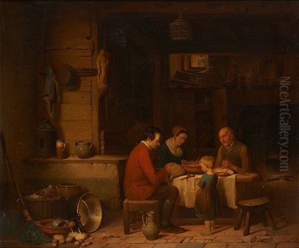 Le Benedicite Oil Painting by Charles (Karel Ferdinand) Venneman