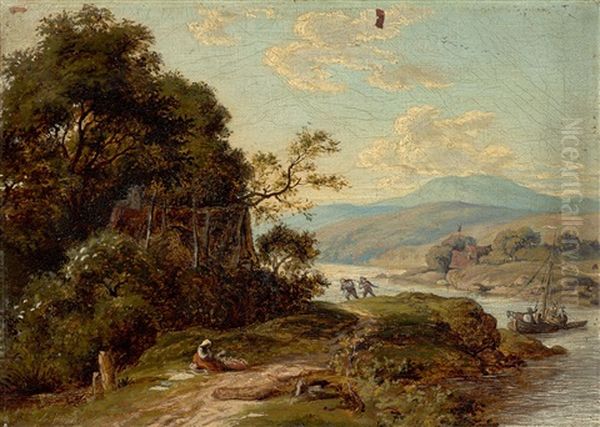 Elbe Landscape Oil Painting by Albert Venus