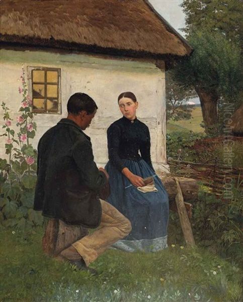 Sweethearts At Dusk Oil Painting by Gustav Vermehren