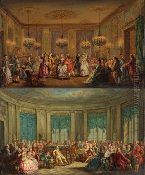 La Danse Dans Le Grand Salon Oil Painting by Henriette Veron
