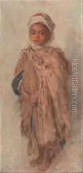 Enfant Arabe Au Turban Oil Painting by Edouard Verschaffelt