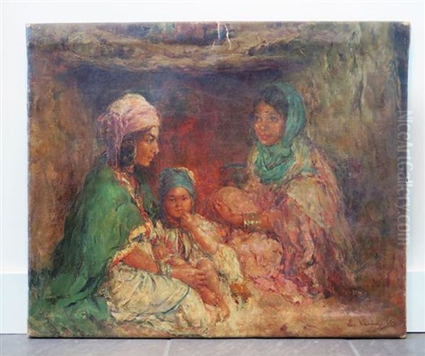 Femmes Berberes Et Enfants Oil Painting by Edouard Verschaffelt